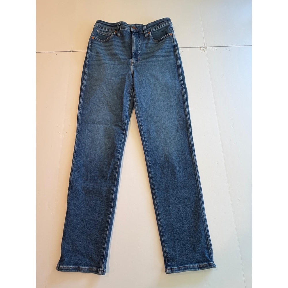 Madewell Curvy Stovepipe Jeans High Rise Straight Leg Blue Denim Size 30
